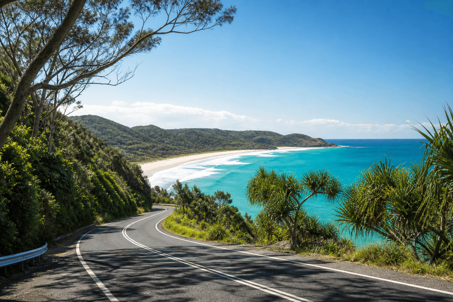 Australian coastal highway overlooking turquoise ocean